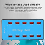 Trạm sạc thông minh USB 10 cổng 100W A5B có đèn báo, phích cắm US, 100W