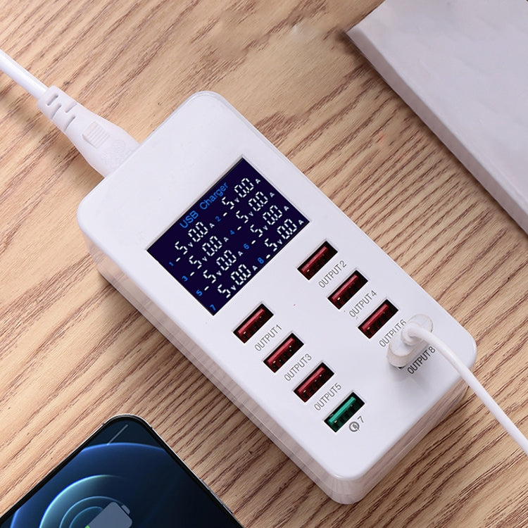 Trạm sạc thông minh A8 50W 8 cổng USB + QC3.0 với màn hình kỹ thuật số AC100-240V, phích cắm AU, A8 phích cắm AU