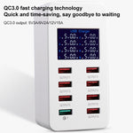Trạm sạc thông minh A8 50W 8 cổng USB + QC3.0 với màn hình kỹ thuật số AC100-240V, phích cắm UK, A8 phích cắm UK