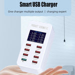 Trạm sạc thông minh A8 50W 8 cổng USB + QC3.0 với màn hình kỹ thuật số AC100-240V, phích cắm UK, A8 phích cắm UK