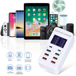 Trạm sạc thông minh A8T 60W 8 cổng USB + QC3.0 + PD Type-C với màn hình kỹ thuật số AC100-240V, phích cắm AU, A8T phích cắm AU
