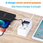 Trạm sạc thông minh A8T 60W 8 cổng USB + QC3.0 + PD Type-C với màn hình kỹ thuật số AC100-240V, phích cắm AU, A8T phích cắm AU