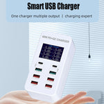 Trạm sạc thông minh A8T 60W 8 cổng USB + QC3.0 + PD Type-C với màn hình kỹ thuật số AC100-240V, phích cắm EU, A8T phích cắm EU