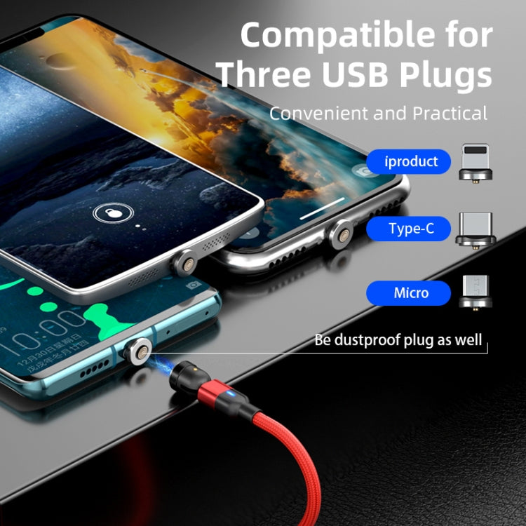 Cáp đồng bộ dữ liệu và sạc từ tính xoay 540 độ 3 trong 1 USB ra 8 Pin + USB-C / Type-C + Micro USB 3A đầu ra dài 2m, 3 trong 1