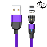 Cáp đồng bộ dữ liệu và sạc từ tính xoay 540 độ USB ra 8 Pin 3A đầu ra dài 2m, 8 Pin