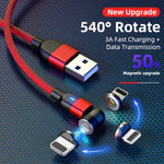 Cáp đồng bộ dữ liệu và sạc từ tính xoay 540 độ USB ra 8 Pin 3A đầu ra dài 2m, 8 Pin