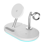 Sạc không dây đa năng từ tính 4 trong 1 15W S20 có đèn ngủ & giá đỡ cho điện thoại / AirPods, S20 Đen, S20 Trắng