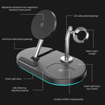 Sạc không dây đa năng từ tính 4 trong 1 15W S20 có đèn ngủ & giá đỡ cho điện thoại / AirPods, S20 Đen, S20 Trắng
