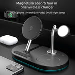 Sạc không dây đa năng từ tính 4 trong 1 15W S20 có đèn ngủ & giá đỡ cho điện thoại / AirPods, S20 Đen, S20 Trắng