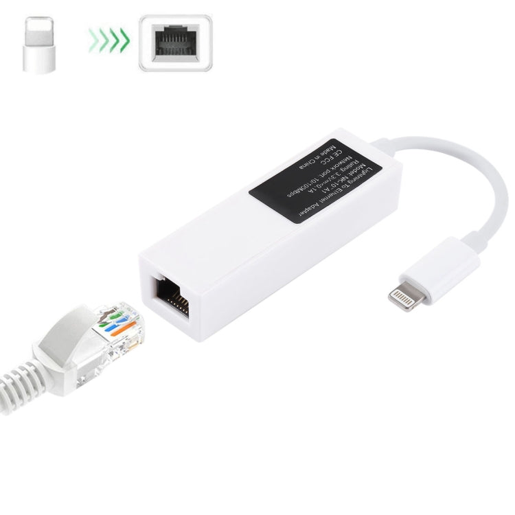 Cáp chuyển đổi mạng LAN NK107A1 8 Pin sang RJ45 cho dòng iPhone / iPad, tổng chiều dài: 16cm