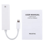 Cáp chuyển đổi mạng LAN NK107A1 8 Pin sang RJ45 cho dòng iPhone / iPad, tổng chiều dài: 16cm
