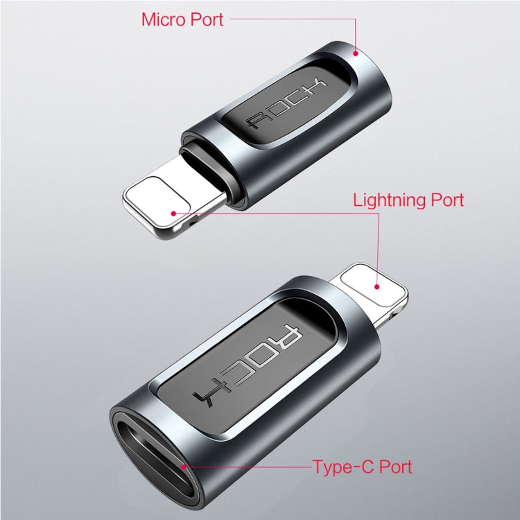 Bộ chuyển đổi tai nghe ROCK 2.1A di động USB-C/Type-C sang 8 Pin