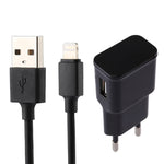Bộ sạc USB nhận dạng thông minh 5V 2.1A cho iPhone kèm cáp sạc USB 1m sang 8 pin, phích cắm EU