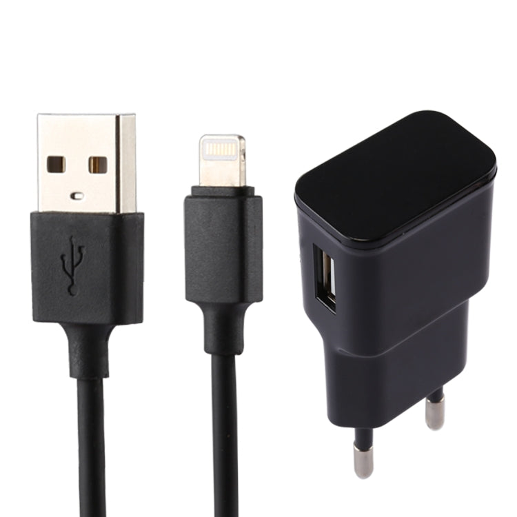 Bộ sạc USB nhận dạng thông minh 5V 2.1A cho iPhone kèm cáp sạc USB 1m sang 8 pin, phích cắm EU