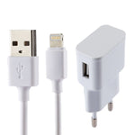 Bộ sạc USB nhận dạng thông minh 5V 2.1A cho iPhone kèm cáp sạc USB 1m sang 8 pin, phích cắm EU