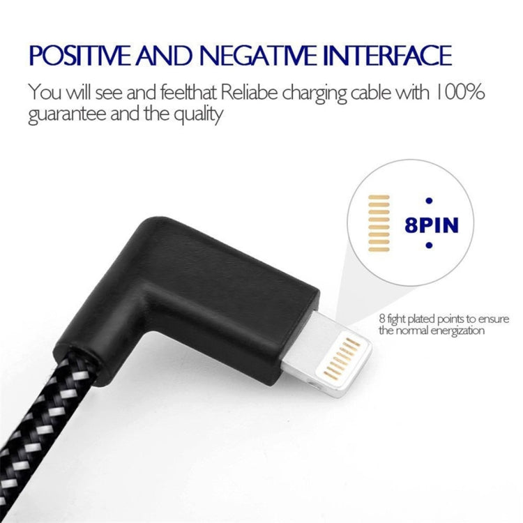 Cáp sạc đồng bộ dữ liệu USB 1m 2A sang 8 Pin kiểu dệt nylon, 1m 8 Pin 2A