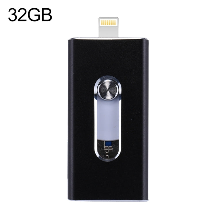 RQW-02 3 trong 1 USB 2.0 & 8 Pin & Micro USB 32GB Ổ Flash, RQW-02 Màu Đen