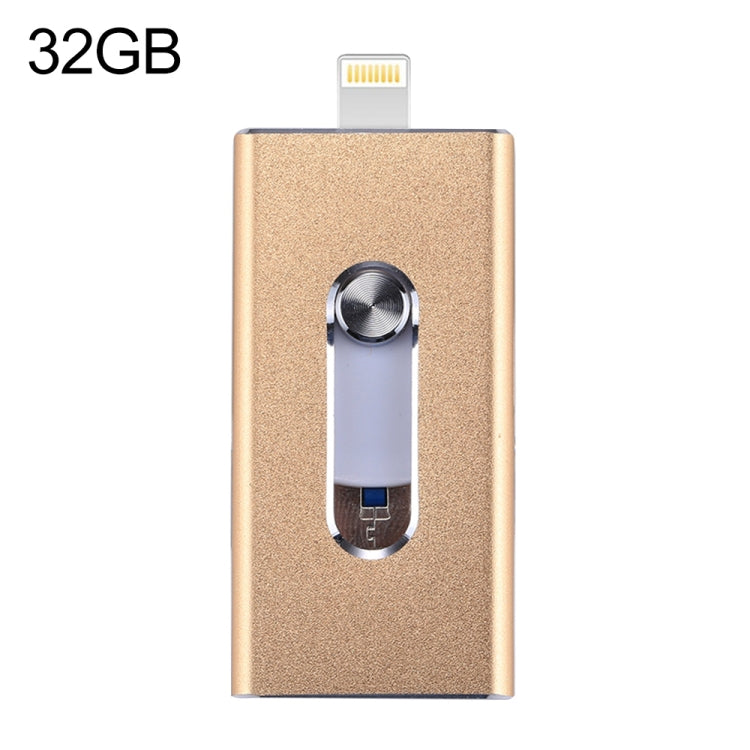 RQW-02 3 trong 1 USB 2.0 & 8 Pin & Micro USB 32GB Ổ Flash, RQW-02 Vàng
