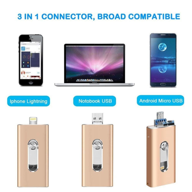 RQW-02 3 trong 1 USB 2.0 & 8 Pin & Micro USB 32GB Ổ Flash, RQW-02 Vàng