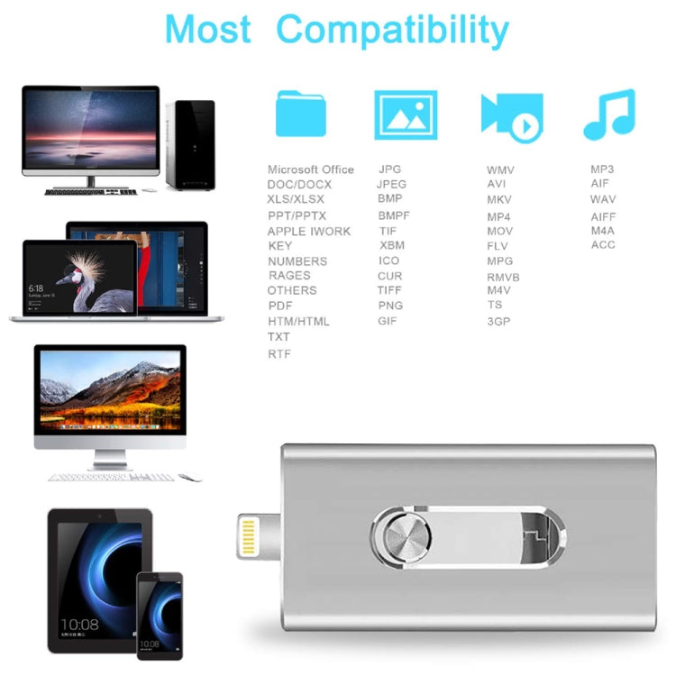 RQW-02 3 trong 1 USB 2.0 & 8 Pin & Micro USB 32GB Ổ Flash, RQW-02 Xanh dương