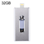 USB Flash Drive 3 trong 1 USB 2.0 & 8 Pin & Micro USB 32GB RQW-02, màu bạc RQW-02