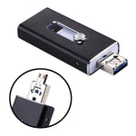 USB Flash Drive 3 trong 1 USB 2.0 & 8 Pin & Micro USB 64GB RQW-02, màu đen RQW-02