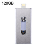 USB Flash Drive 3 trong 1 USB 2.0 & 8 Pin & Micro USB 128GB RQW-02, màu bạc RQW-02