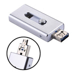 USB Flash Drive 3 trong 1 USB 2.0 & 8 Pin & Micro USB 128GB RQW-02, màu bạc RQW-02