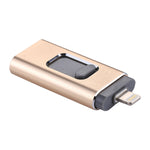 USB Flash Drive 3 trong 1 USB 2.0 & 8 Pin & Micro USB 32GB easyflash RQW-01B, màu vàng RQW-01B