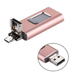 USB Flash Drive 3 trong 1 USB 2.0 & 8 Pin & Micro USB 32GB easyflash RQW-01B, màu vàng hồng RQW-01B