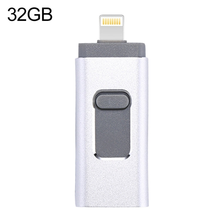 Ổ flash easyflash RQW-01B 3 trong 1 USB 2.0 & 8 Pin & Micro USB 32GB, RQW-01B Bạc