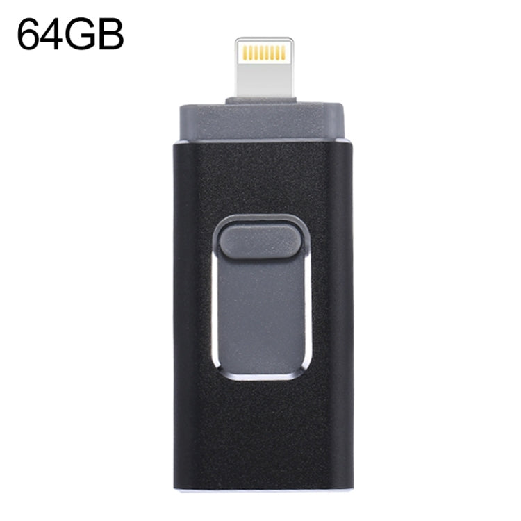 Ổ flash easyflash RQW-01B 3 trong 1 USB 2.0 & 8 Pin & Micro USB 64GB, RQW-01B Đen