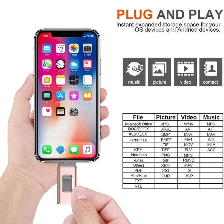Ổ flash easyflash RQW-01B 3 trong 1 USB 2.0 & 8 Pin & Micro USB 128GB, RQW-01B Đen