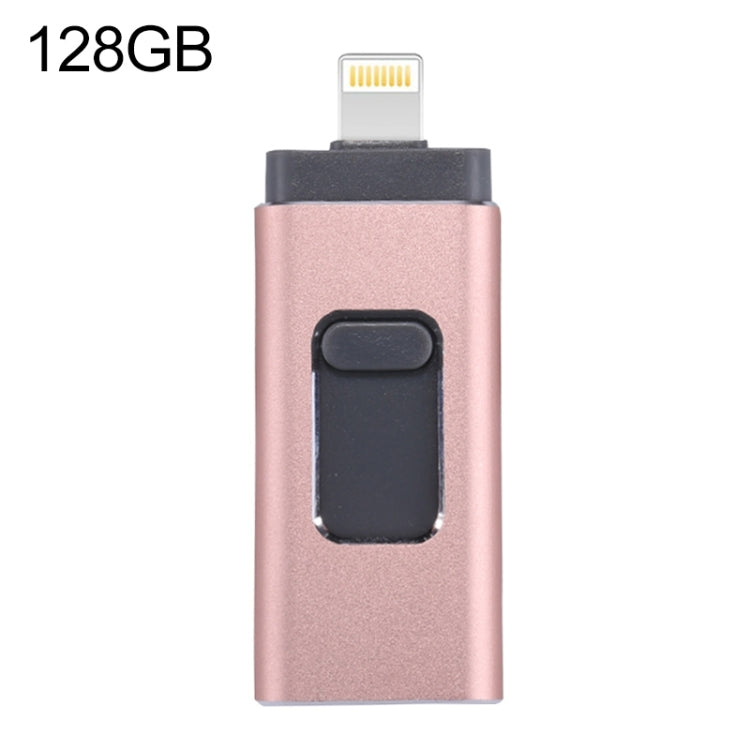 Ổ flash easyflash RQW-01B 3 trong 1 USB 2.0 & 8 Pin & Micro USB 128GB, RQW-01B Vàng hồng