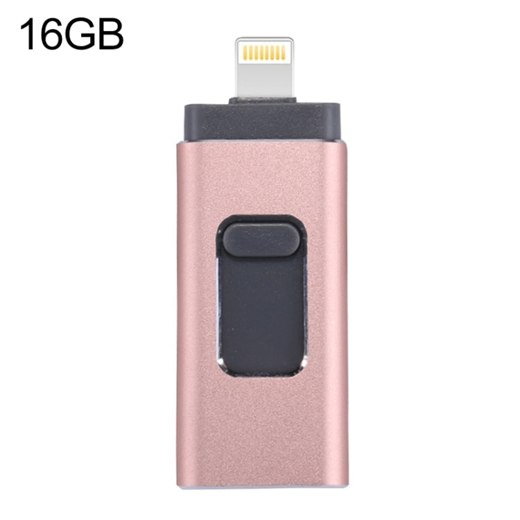 USB Flash Drive 3 trong 1 USB 2.0 & 8 Pin & Micro USB 16GB easyflash RQW-01B, màu đen RQW-01B, màu vàng RQW-01B, màu vàng hồng RQW-01B, màu bạc RQW-01B