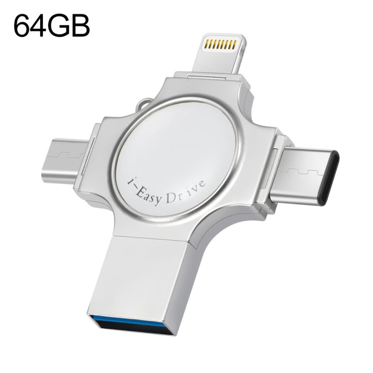 Ổ flash RQW-11S 4 trong 1 USB 2.0 & 8 Pin & Micro USB & USB-C / Type-C 64GB, RQW-11S
