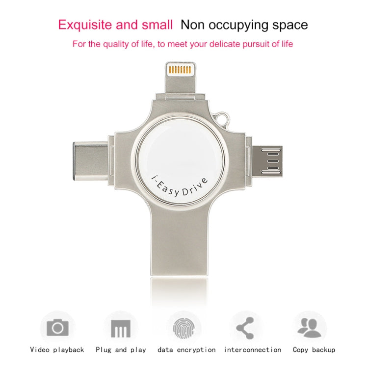 Ổ flash RQW-11S 4 trong 1 USB 2.0 & 8 Pin & Micro USB & USB-C / Type-C 128GB, RQW-11S