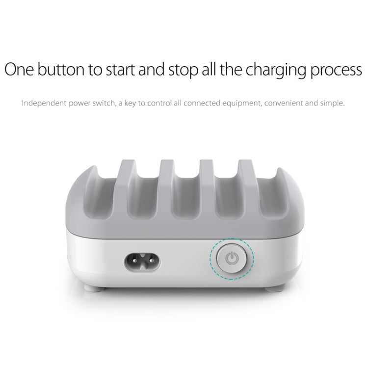 Trạm sạc thông minh ORICO DUK-5P 40W 5 cổng USB có giá đỡ điện thoại & máy tính bảng, phích cắm EU