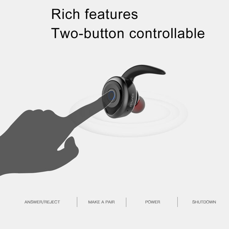 Tai Nghe Thể Thao AWEI T1 Chống Nước IPX4 Bluetooth V4.2 Stereo Không Dây, Hỗ Trợ TWS, T1