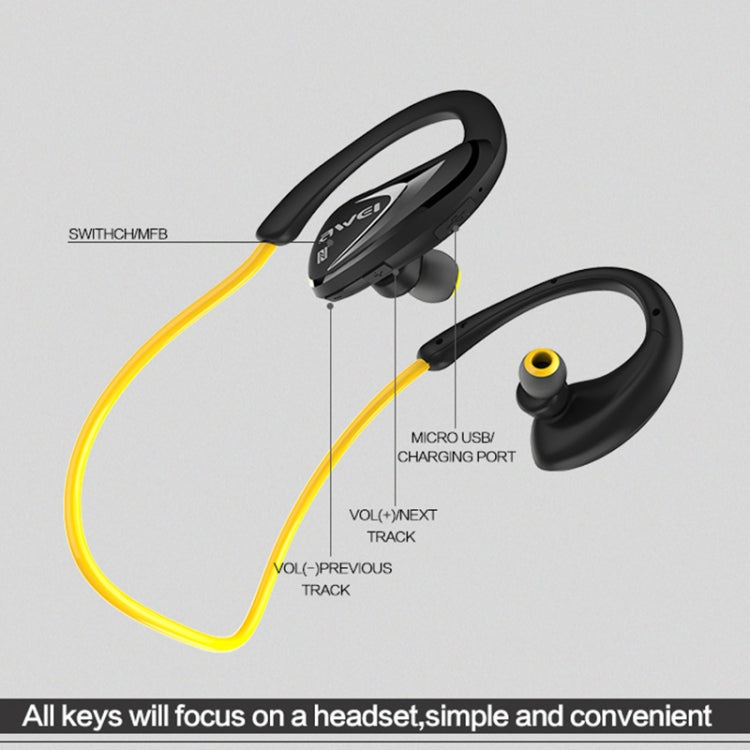 Tai nghe thể thao Bluetooth chống nước AWEI A880BL CSR4.1 không dây stereo với chức năng NFC, A880BL