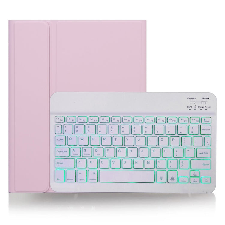 Bao da bàn phím Bluetooth có thể tháo rời X-11BS họa tiết da trơn cho iPad Pro 11 inch 2020 / 2018, có khe cắm bút & đèn nền, bàn phím màu trắng