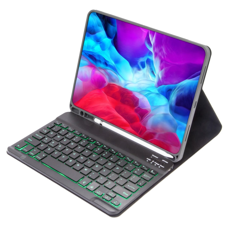 Bao da bàn phím Bluetooth có thể tháo rời X-11BS họa tiết da trơn cho iPad Pro 11 inch 2020 / 2018, có khe cắm bút & đèn nền, bàn phím màu đen