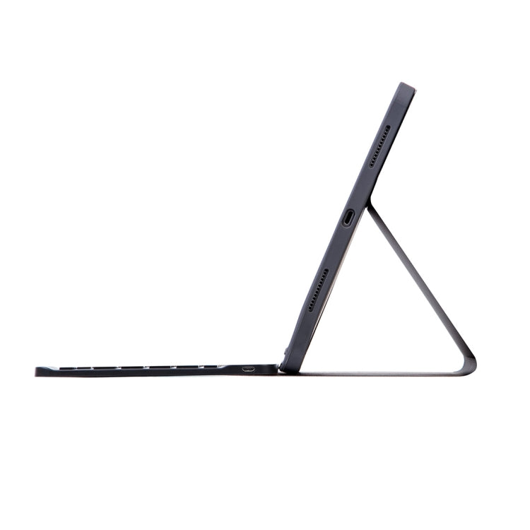 Bao da bàn phím Bluetooth có thể tháo rời X-11BS họa tiết da trơn cho iPad Pro 11 inch 2020 / 2018, có khe cắm bút & đèn nền, bàn phím màu đen