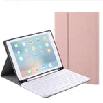 RK508 Bao da bàn phím Bluetooth nhựa có thể tháo rời kết hợp vân lụa cho iPad Air 2 & Air 1 / Pro 9.7 inch & iPad 2017 & iPad 2018, có chân đỡ & khe cắm bút