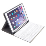 RK508 Bao da bàn phím Bluetooth nhựa có thể tháo rời kết hợp vân lụa cho iPad Air 2 & Air 1 / Pro 9.7 inch & iPad 2017 & iPad 2018, có chân đỡ & khe cắm bút