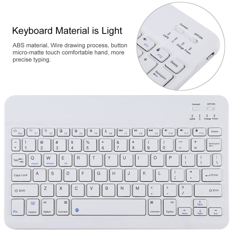 Bàn phím Bluetooth TG11B trắng có thể tháo rời + bao da vải microfiber cho iPad Pro 11 inch (2020), có khe và giá đỡ bút, bàn phím trắng