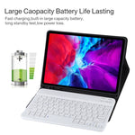 Bàn phím Bluetooth TG11B trắng có thể tháo rời + bao da vải microfiber cho iPad Pro 11 inch (2020), có khe và giá đỡ bút, bàn phím trắng