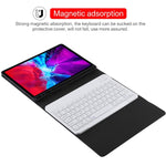 Bàn phím Bluetooth TG11B trắng có thể tháo rời + bao da vải microfiber cho iPad Pro 11 inch (2020), có khe và giá đỡ bút, bàn phím trắng