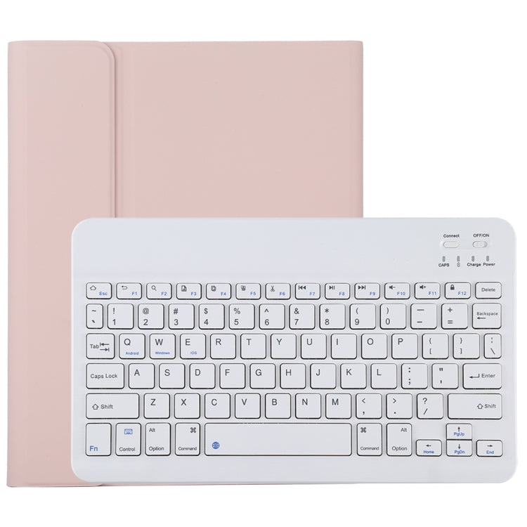 Bàn phím Bluetooth TG11B trắng có thể tháo rời + bao da vải microfiber cho iPad Pro 11 inch (2020), có khe và giá đỡ bút, bàn phím trắng