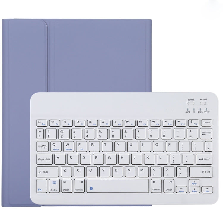 Bàn phím Bluetooth TG11B trắng có thể tháo rời + bao da vải microfiber cho iPad Pro 11 inch (2020), có khe và giá đỡ bút, bàn phím trắng